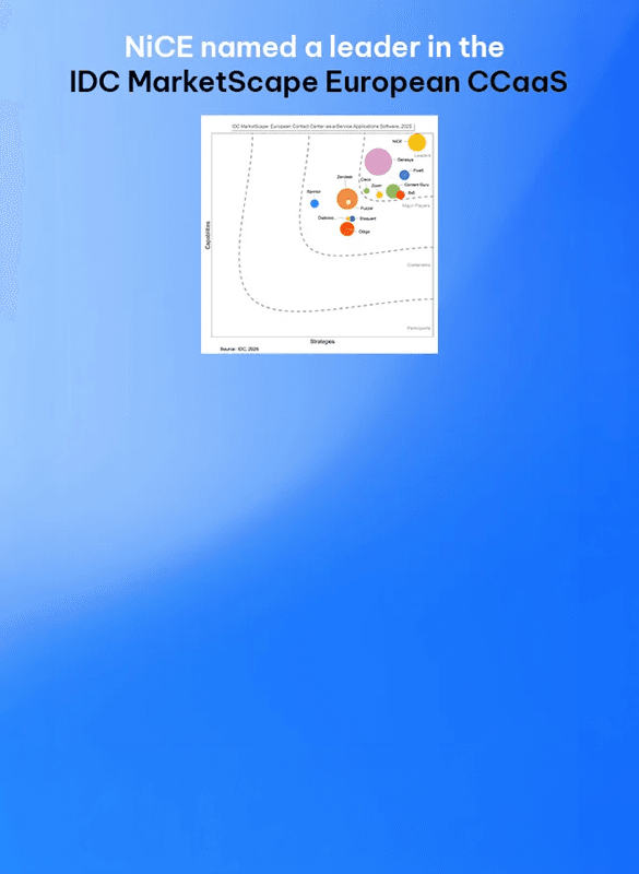 NiCE has been named a Leader in the first IDC MarketScape: European CCaaS Applications Software.